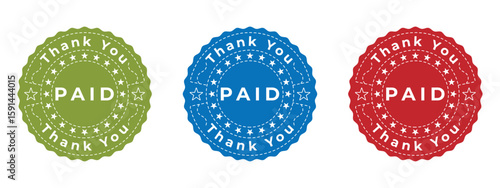 Paid Thank You Payment Confirmation Badges and Receipt Seals