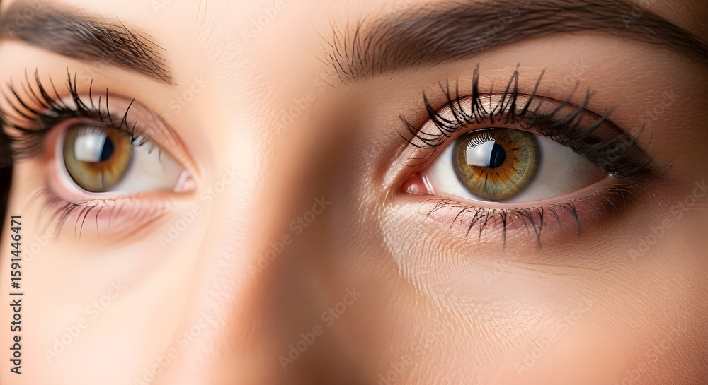 Fototapeta premium Close-up of beautiful hazel eyes with long eyelashes