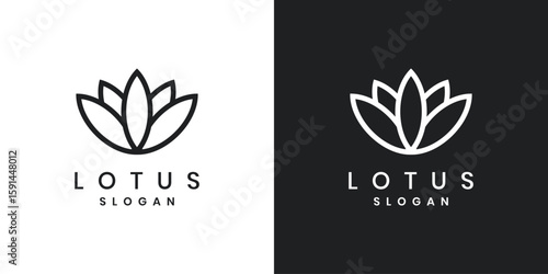 Elegant lotus flower logo design with minimal line art style