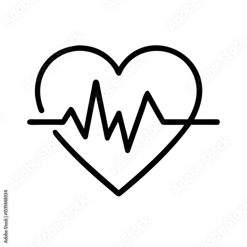  simple heart beat line icon silhuoette on white back round