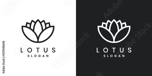Elegant lotus flower logo design with minimal line art style
