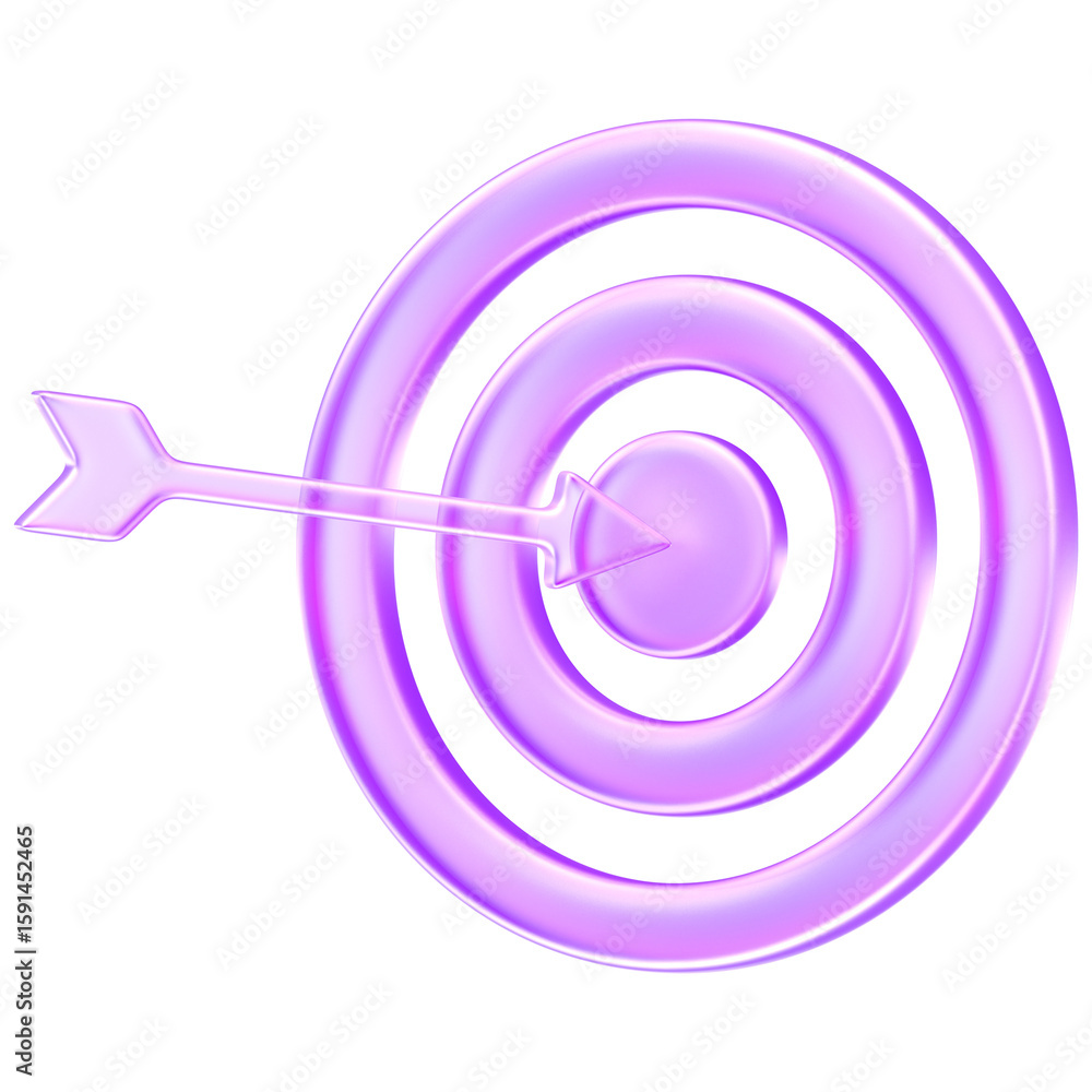 Translucent Target Symbol ภาพประกอบสต็อก Minimal 3D icon of transparent glass style target with ...