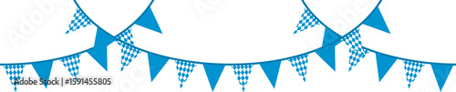 Seamless Bavarian Flag Party Bunting with Blue and White Diamond Pattern for Oktoberfest