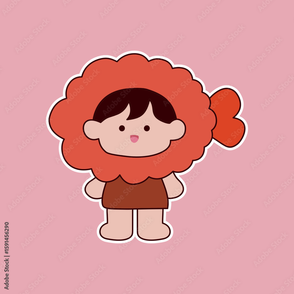 Fototapeta premium Cute cartoon girl sticker
