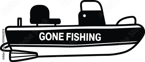 boat and fish icon for t shirt design 