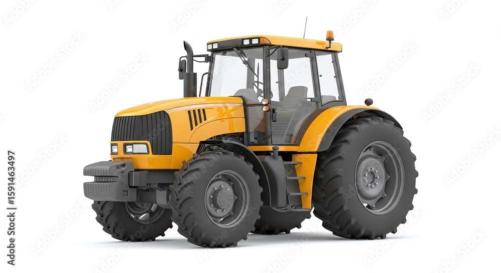 Modern Yellow Agricultural Tractor on a White Background. Modern Yellow Agricultural Tractor on a White Background.