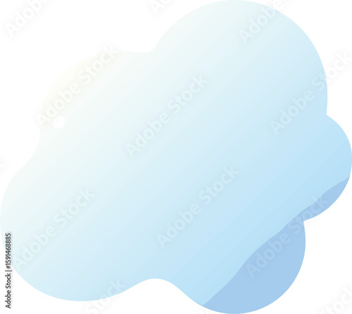 A fluffy white cloud with a soft blue gradient fading to white against a bright sky
