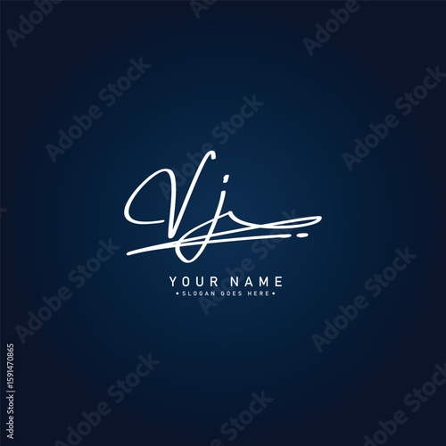 Simple Signature Logo for Alphabet VJ - Handwritten Signature for Photography and Fashion Business
