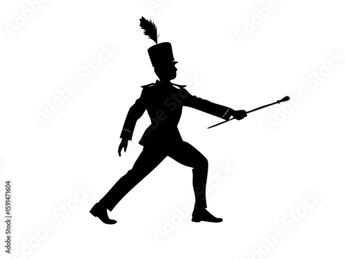 drum major silhouette vector art illustration