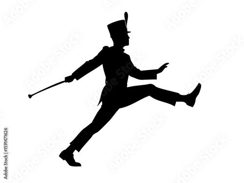 drum major silhouette vector art illustration