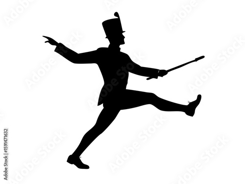drum major silhouette vector art illustration