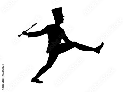 drum major silhouette vector art illustration