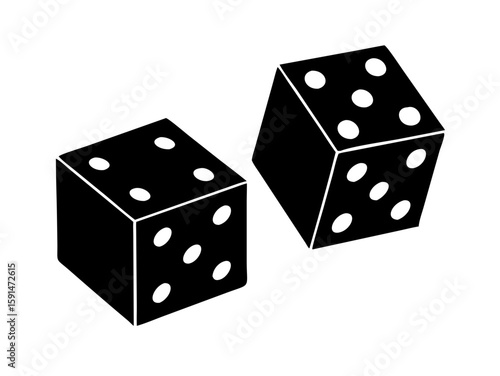 lucky dice silhouette vector art illustration