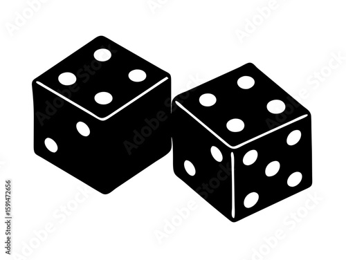 lucky dice silhouette vector art illustration