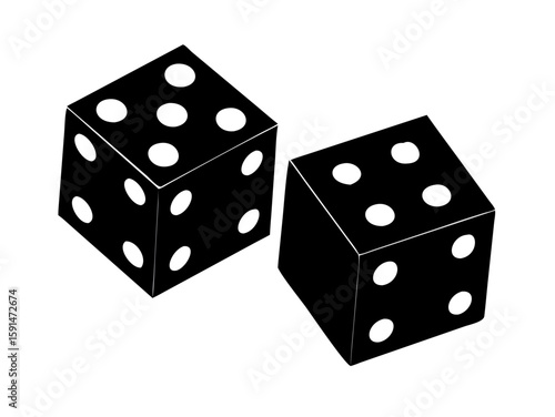 lucky dice silhouette vector art illustration