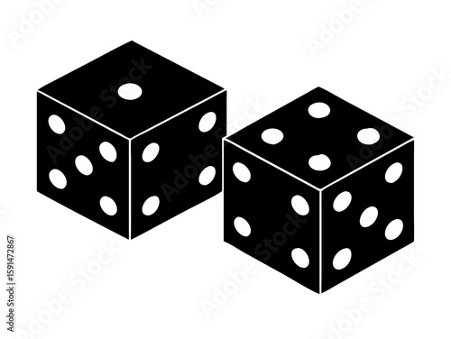 lucky dice silhouette vector art illustration