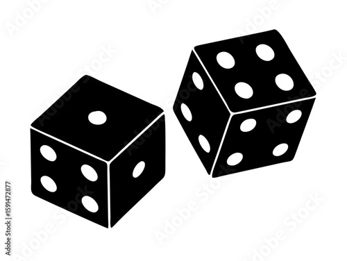 lucky dice silhouette vector art illustration