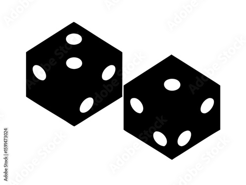 lucky dice silhouette vector art illustration