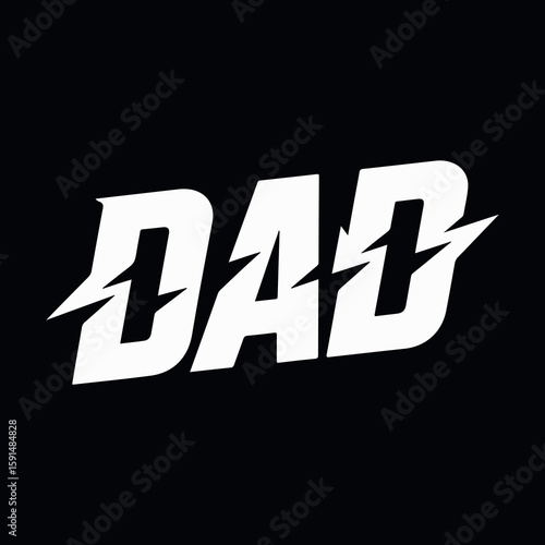 Bold Lightning Dad T-Shirt Design. Electric Dad Graphic Tee for Fathers. Cool Power Dad Typography T-Shirt Design. Supercharged Dad Lightning Bolt Shirt Art. Strong Dad Logo Style T-Shirt Graphic