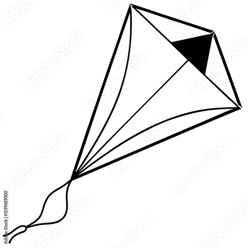 Kite Flying Icon Vector – Generative AI Linocut Silhouette Design