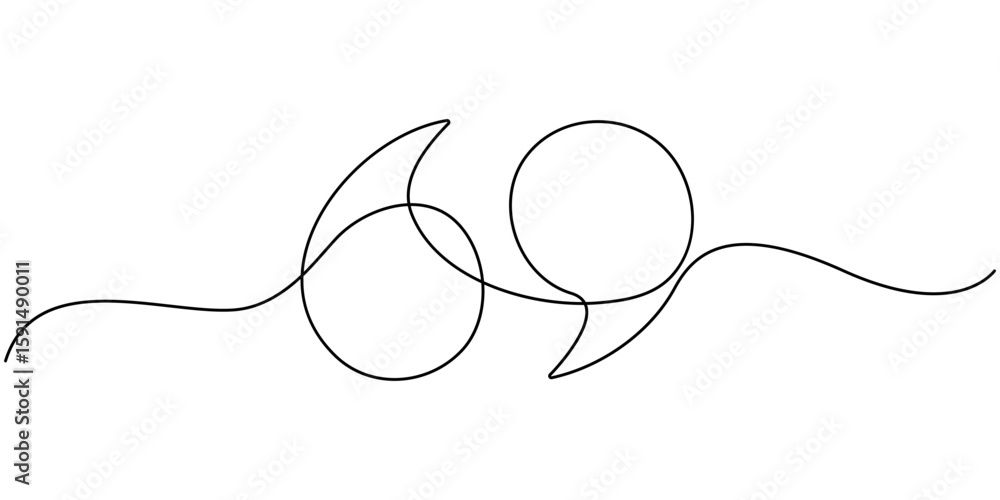 Fototapeta premium One continuous line of a quote mark drawing, Single continuous line drawing of a quote mark. One continuous line of a quote mark drawing. Vector illustration. 