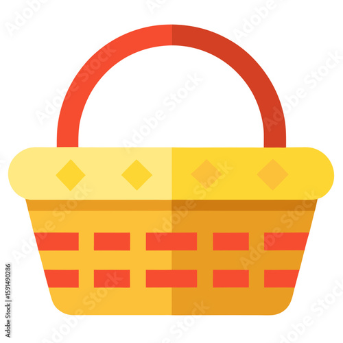 Picnic Basket Icon Vector – Generative AI Linocut Silhouette Design for Microstock