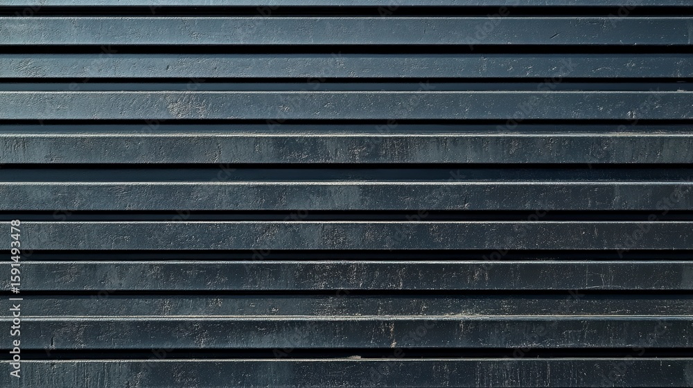 Obraz premium Dark gray horizontal ribbed metal texture background.