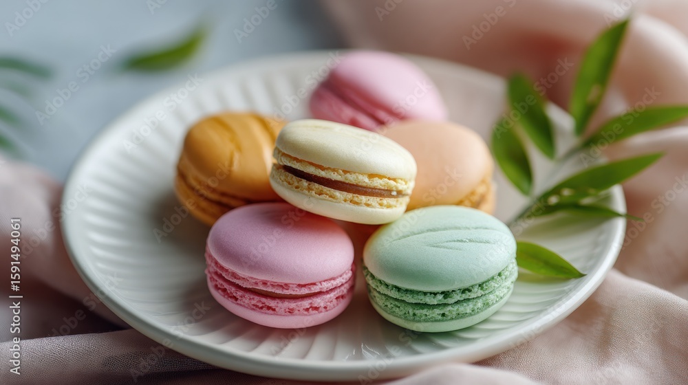 Obraz premium Colorful macarons on a plate (2)