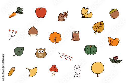 秋のイラストセット