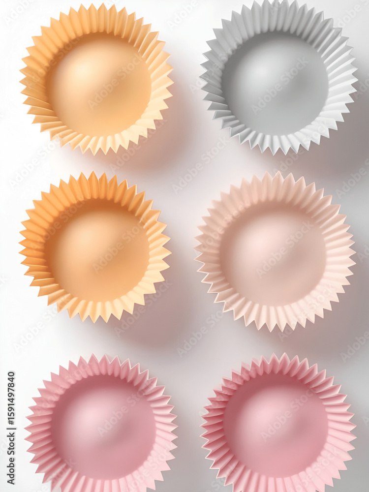 Fototapeta premium Set of silicone cupcake liners in different colors isolated on white background