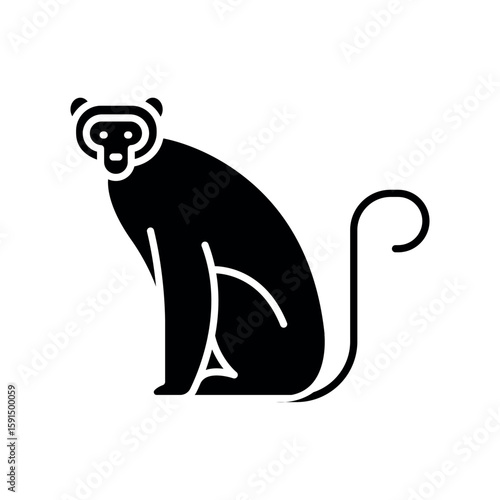 Macaque monkey black flat icon for digital and print projects.