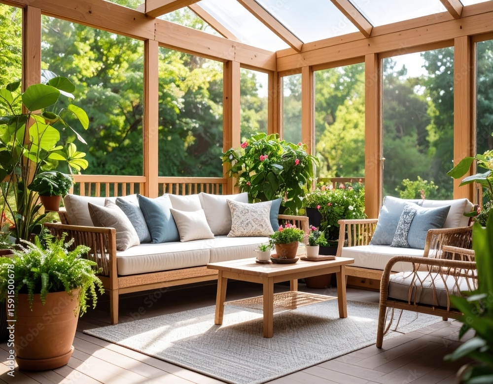 Obraz premium Sun-drenched outdoor living space