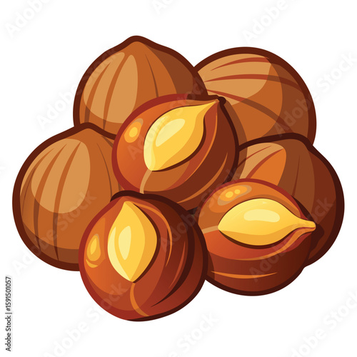 A handful of roasted hazelnuts, a popular snack and ingredient, on a clean white background.