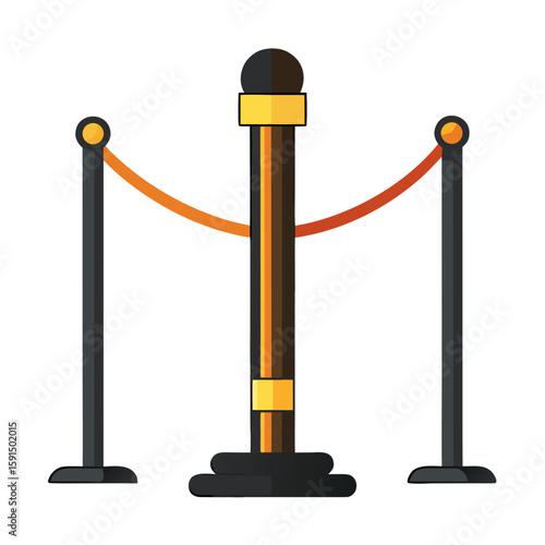 Retractable belt stanchion with orange rope for crowd control  