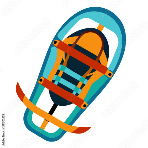 Snowshoe binding illustration in bright colors with abstract design  