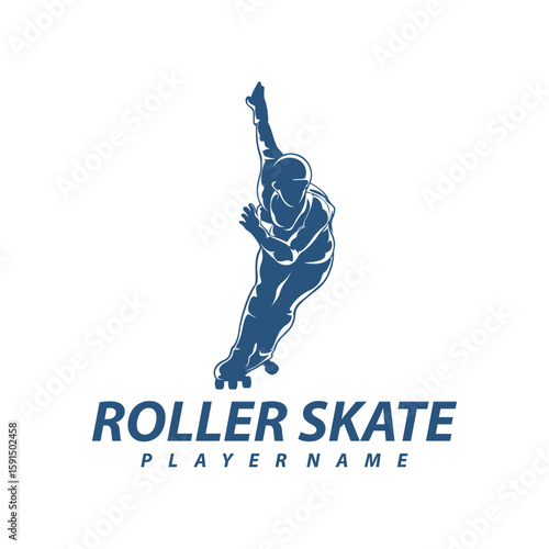 Roller Skate Player logo design vector. Silhouette Roller Skate Player Template Illustration.
