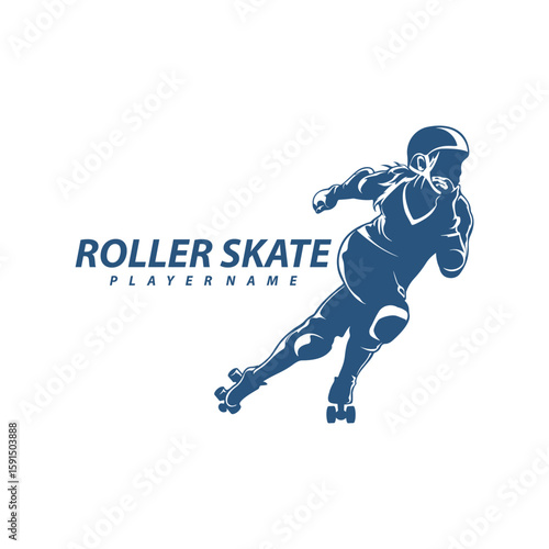 Roller Skate Player logo design vector. Silhouette Roller Skate Player Template Illustration.