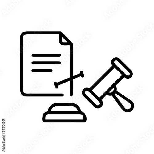 Legal Icons – gavel, court, law book, contract