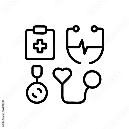  Healthcare Line Icons, Hospital, Doctor, Medicine, First Aid