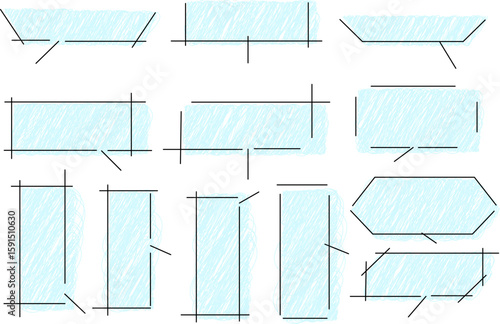 手書きカクカクフキダシセット　ライトブルー
