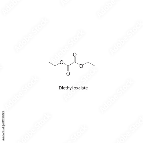 Diethyl oxalate skeletal structure. Simple diester compound schematic illustration. Simple diagram, chemical formula.
