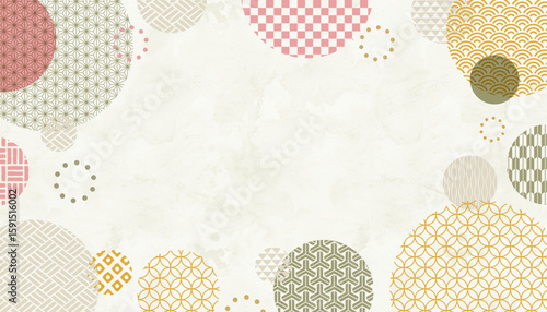 和柄のイラスト背景、和風フレーム