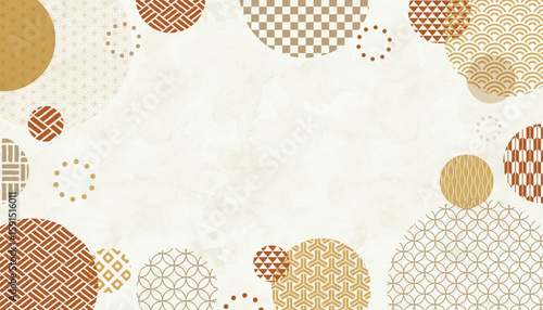 和柄のイラスト背景、和風フレーム