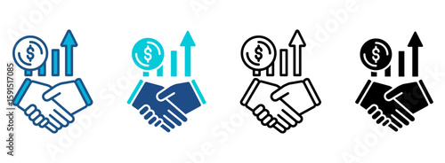 Profit Icon Set With Multiple Styles. Vector Illustration