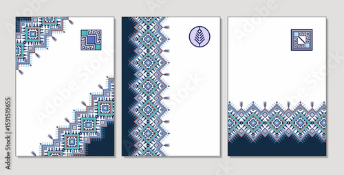Tribal borders cape, traditional geometric ethnic patterns.