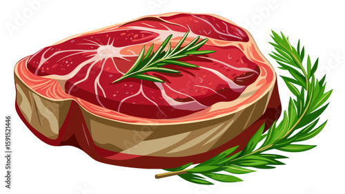 Fresh raw beef steak sirloin with rosemary  very beautiful