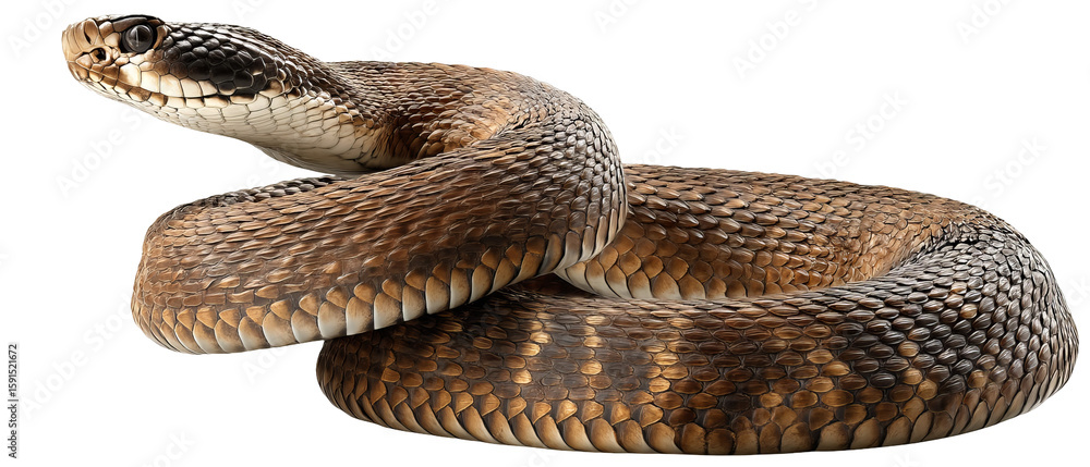 Obraz premium Ultra‑high‑resolution full‑body snake illustration on seamless transparent PNG background, realistic reptile scales perfect cutout for wildlife branding, nature‑themed graphic design