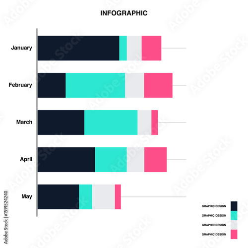 Horizontal Bar Chart Infographic,Monthly Data Visualization Design