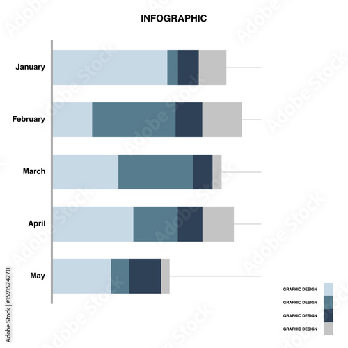 Horizontal Bar Chart Infographic,Monthly Data Visualization Design