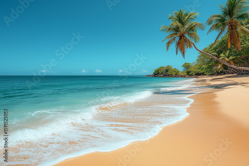 Wallpaper Mural tropical beach with palm trees Torontodigital.ca